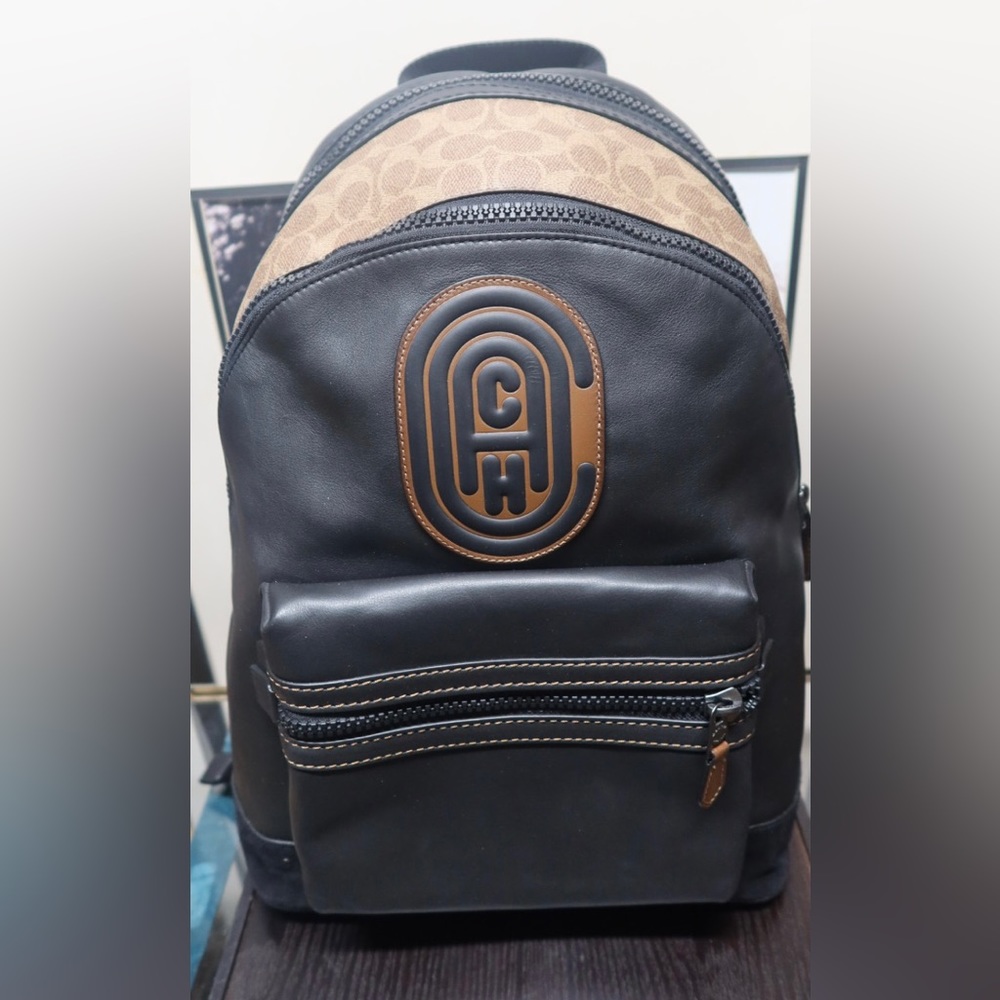 New Academy Backpack With Signature Canvas Blocking And Coach Patch